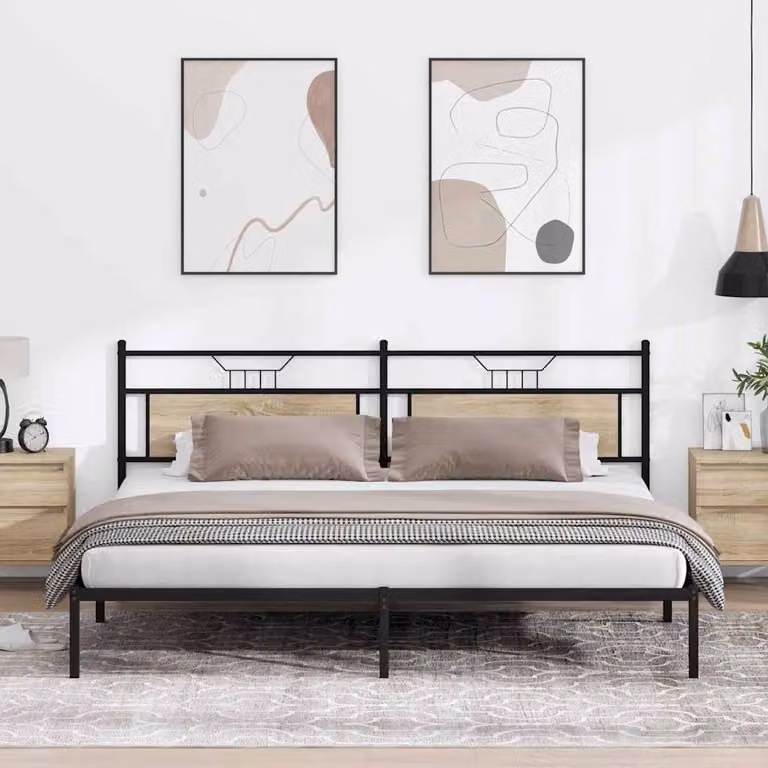 vidaXL Giroletto senza Materasso in Rovere Sonoma e Truciolato, L: 199 cm, P: 207 cm