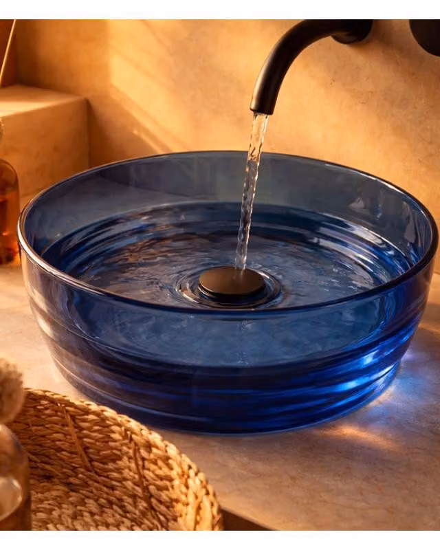 Lavabo 40 cm ciotola da appoggio Ischia in resina blu