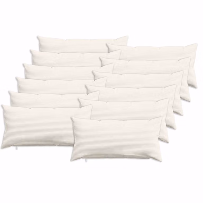 Set di 12 federe vidaXL HEERLEN in velluto a coste color crema, L 80 x P 40 cm