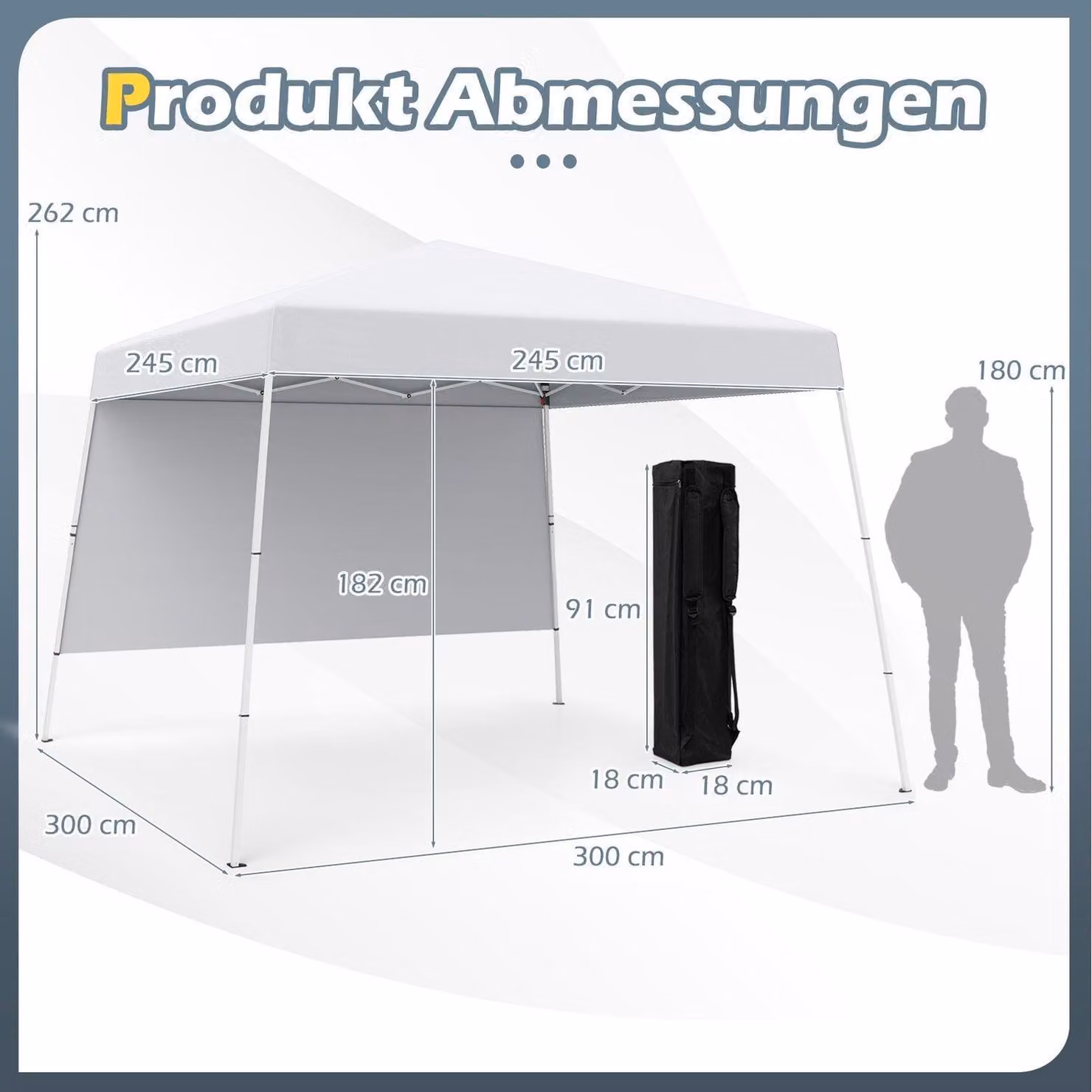 Gazebo pieghevole 3x3m, impermeabile, protezione UV, bianco