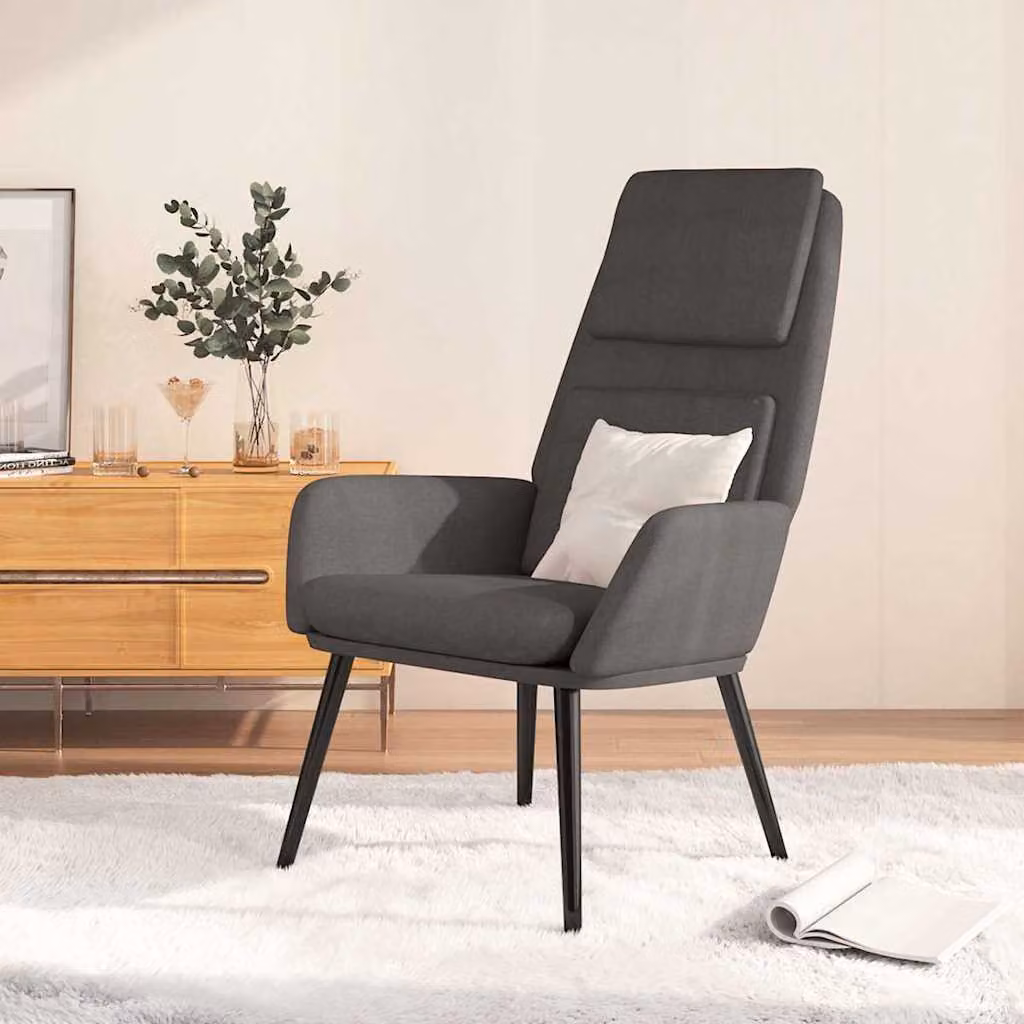 Sedia Relax vidaXL Grigio con Struttura in Metallo e Rivestimento in Tessuto