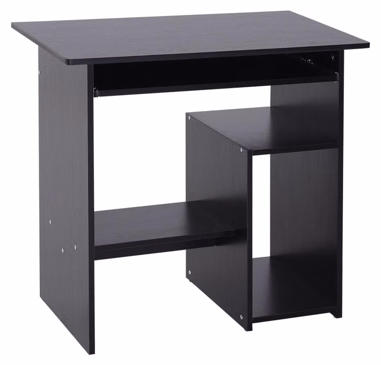 Scrivania Moderna Porta PC e Ripiano Tastiera Estraibile 80x45x75 cm Nero