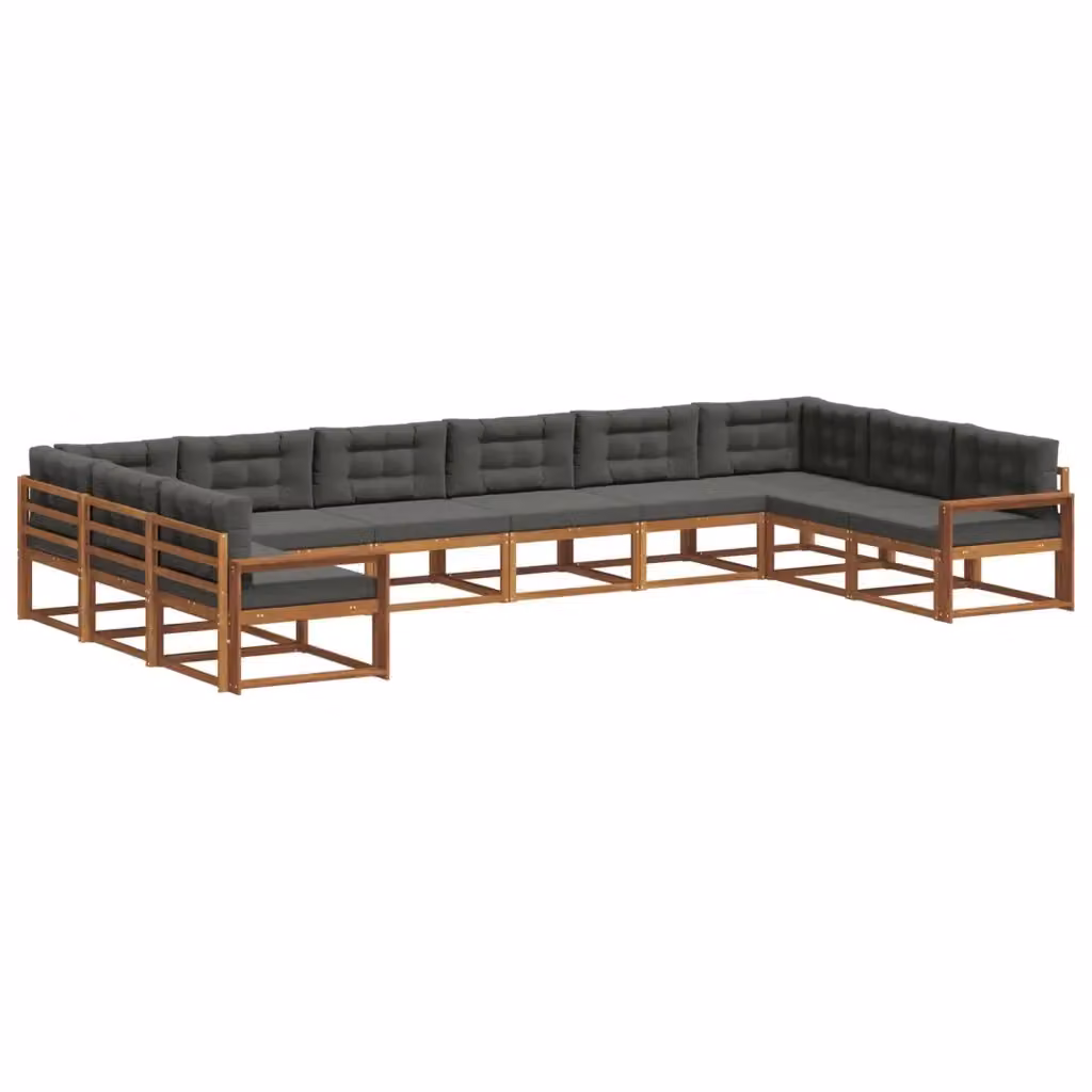 Set di divani da esterno a L vidaXL in legno di acacia con cuscini, colore antracite e beige – 2