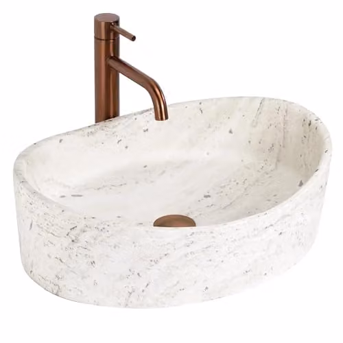 Rea - Lavabo da appoggio Dream Ovale - Composito - Beige - 50 x 36 x 15 cm