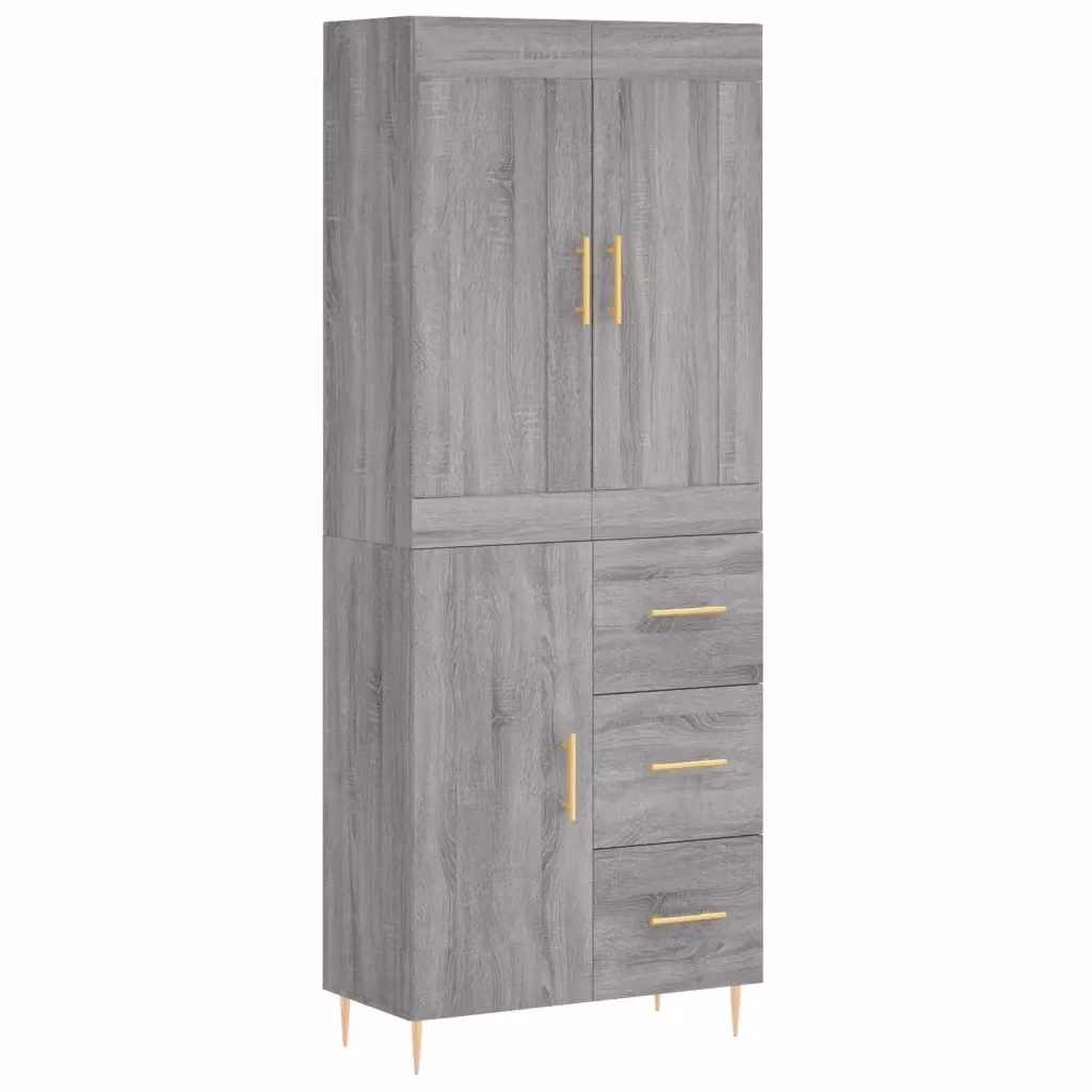 Credenza moderna vidaXL in legno e metallo, Grigio, L: 69,5 cm, P: 34 cm, H: 180 cm – 2