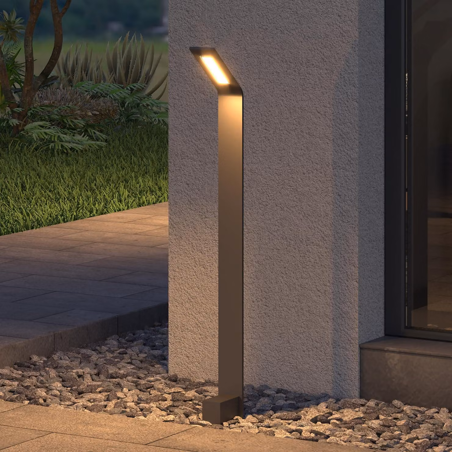 doporro Lampione da Giardino 80 cm IP65 con LED 6W 3000K šC Paletto Luminoso da Esterno in Alluminio Grigio Scuro per Sentieri, Vialetti, Terrazze e Cortili, Design Moderno