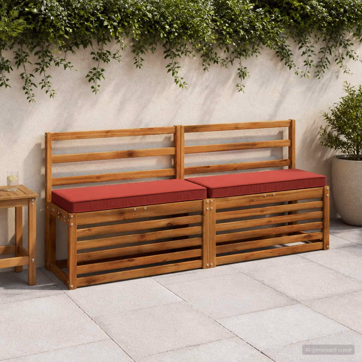 Set di 2 cuscini per panchina vidaXL VUGHT in poliestere rosso con rivestimento rimovibile e resistente ai raggi UV