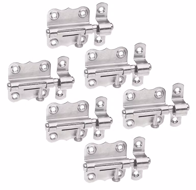 Alberts 858414 Bullone Grendel, con impugnatura a pomello e senza molla, acciaio inox, piastra 39 x 38 mm, bullone Ø 8 mm, set da 6