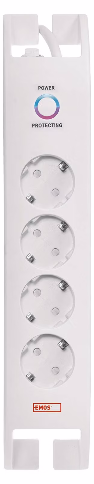 Ciabatta elettrica EMOS a 4 prese con protezione dalle sovratensioni, cavo da 2 m con interruttore e indicatore LED, 900 J, corrente di dispersione 15000 A, P54212