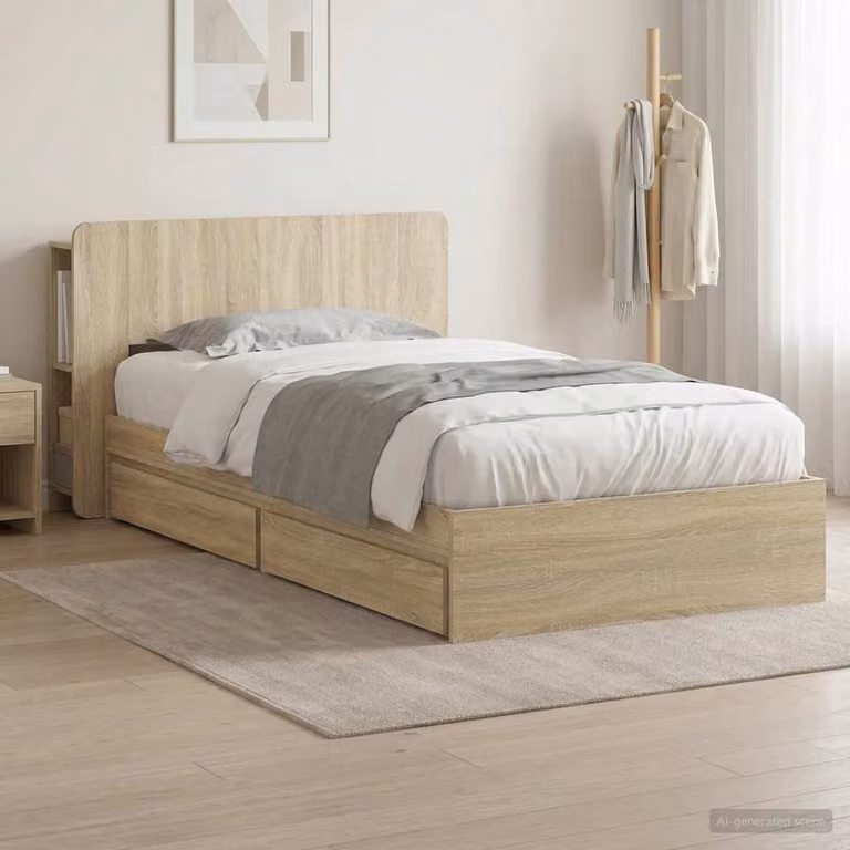 vidaXL Telaio letto con contenitore e cassetti in legno Rovere Sonoma marrone L 190 x P 90 cm