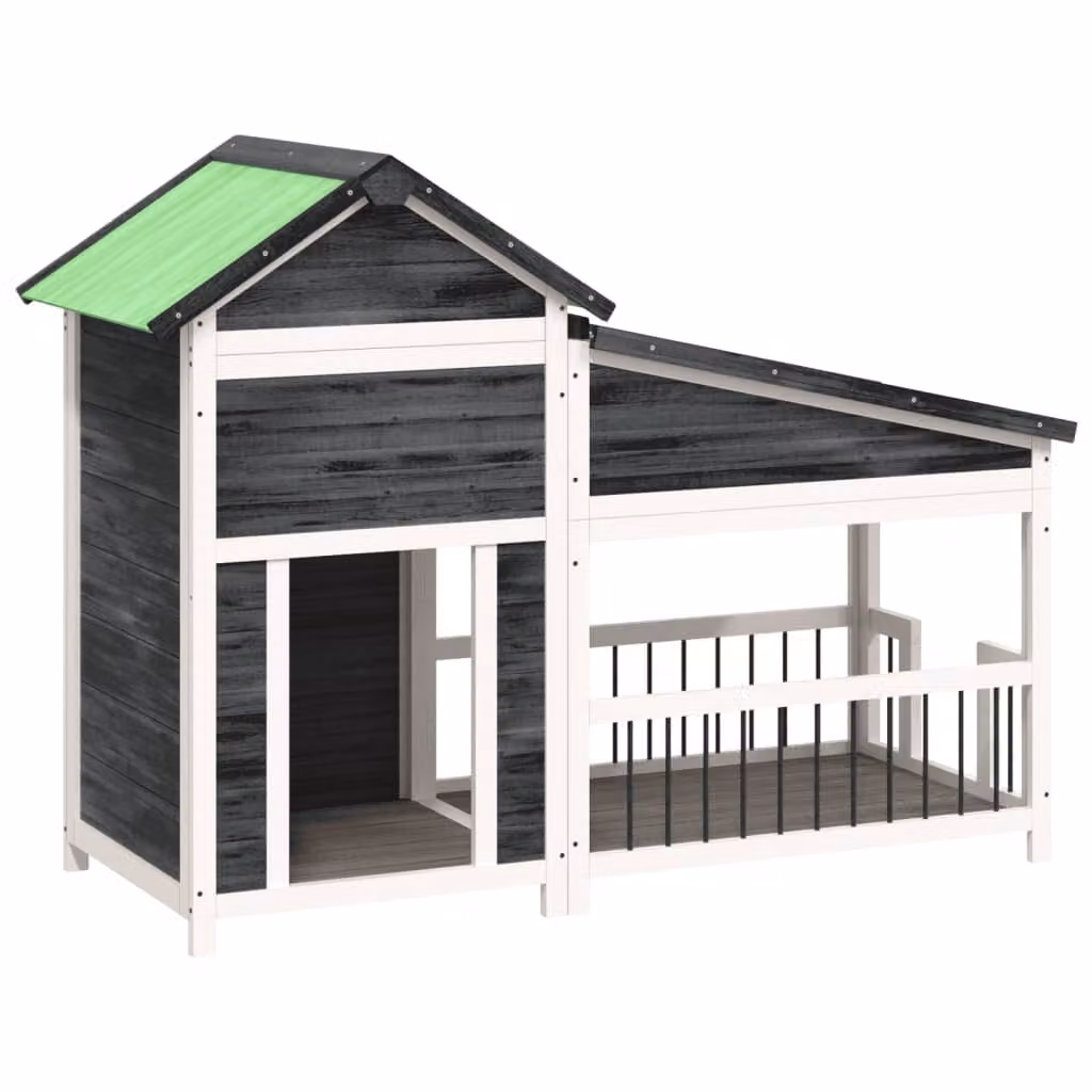 Cuccia per Cani Grigia 143x60,5x109cm in Legno Massello di Pino