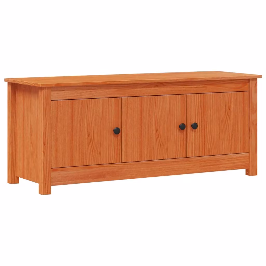 Mobile per scarpe moderno vidaXL in legno di pino marrone cera L: 110 cm, P: 38 cm, H: 45,5 cm – 2