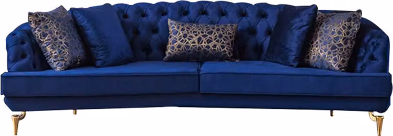 Blaue Wohnzimmer Chesterfield Sofagarnitur Luxus Polstersofas 4x Sitzer