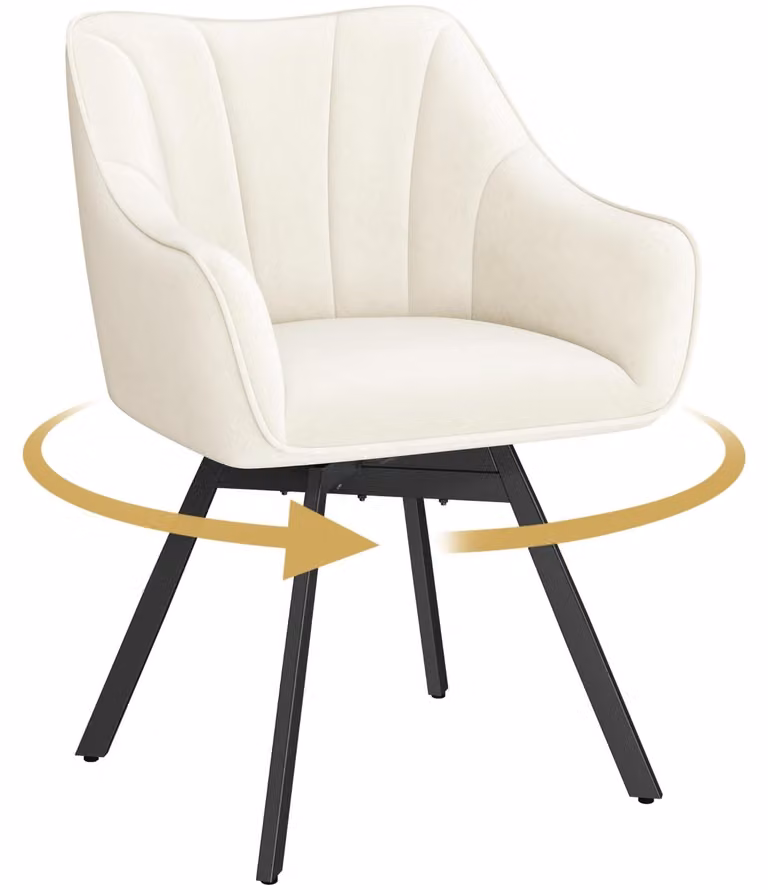 Sedia da sala da pranzo girevole - Rivestimento in velluto - Beige - Fino a 136 kg