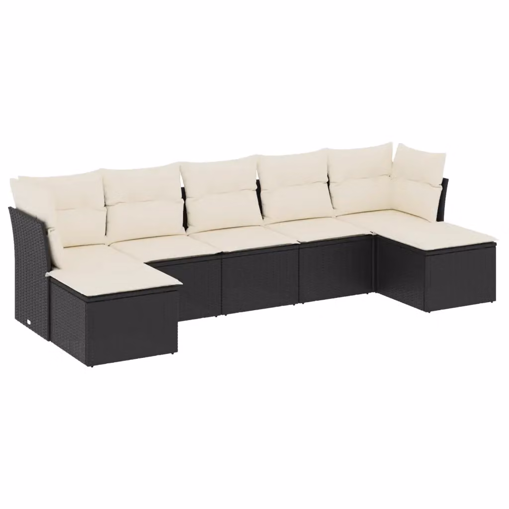 vidaXL Set Divani da Giardino a L con Cuscini 7pz in Polyrattan Nero – 2