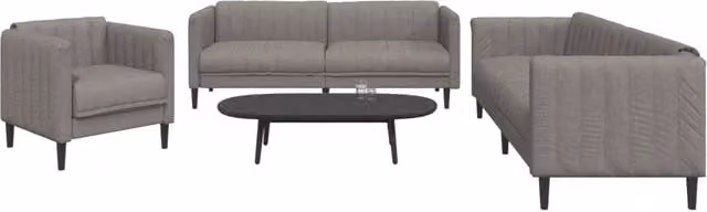 Set di Divani 3 pz Tortora in Tessuto 3209234