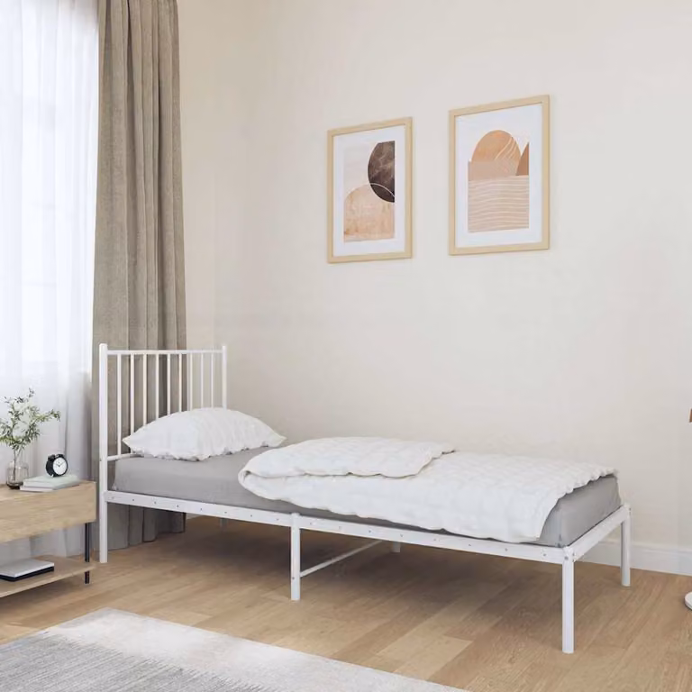 vidaXL Giroletto con Testiera in Metallo Bianco L 80 cm x P 200 cm