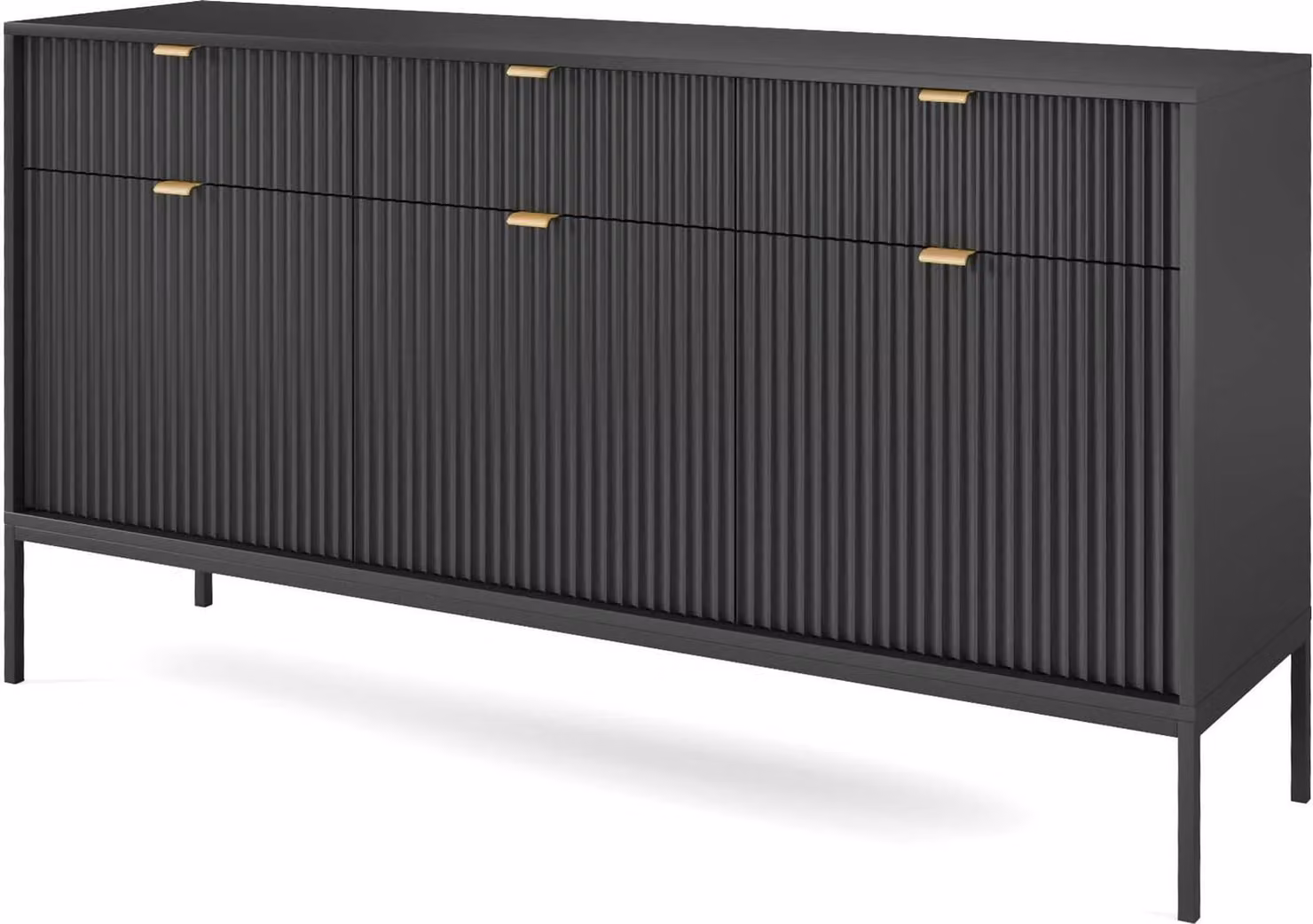 FURNLUX Credenza Avon Nero 154cm / Colore principale: Nero / Dimensioni: 154 x 83 x 39 cm