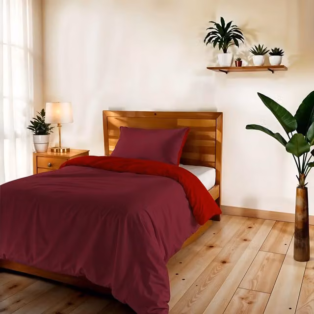 Parure copripiumino Vera singola double face bordeaux e rosso Datex