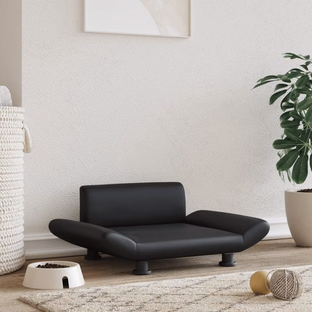 The Living Store Letto per cani nero 70x45x28 cm Similcuoio