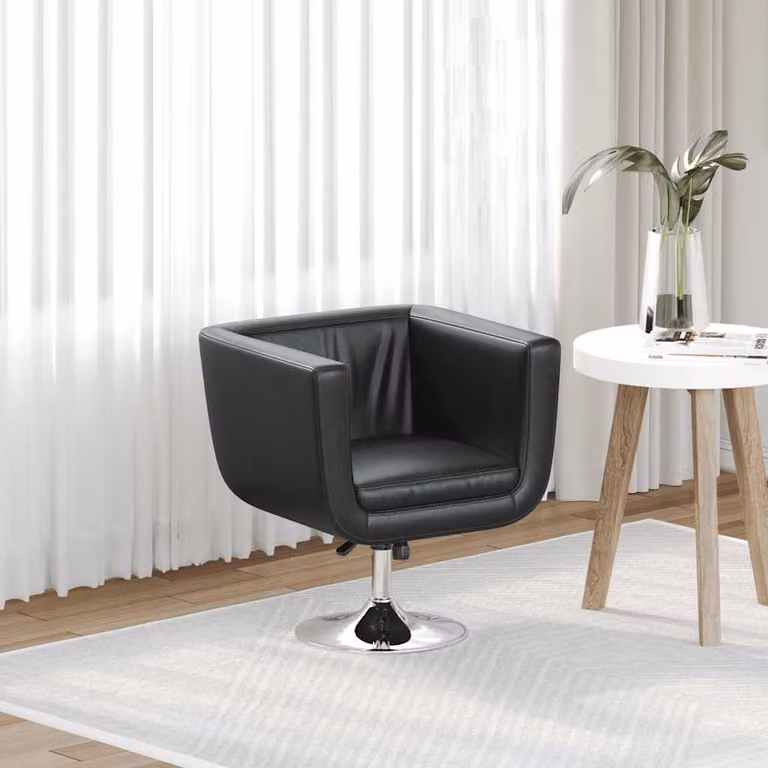 Sedia da bar moderna vidaXL in similpelle nera con base girevole in metallo e plastica, L/P/H: 59,0 x 63,0 x 110,0 cm