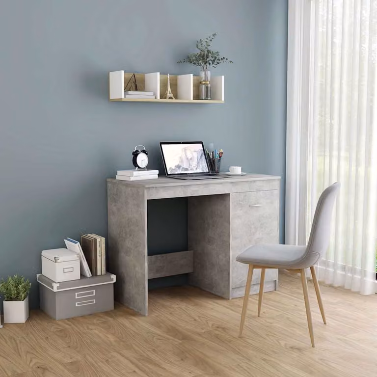 Scrivania moderna vidaXL in legno e MDF grigio, L 100 x P 50 x H 76 cm