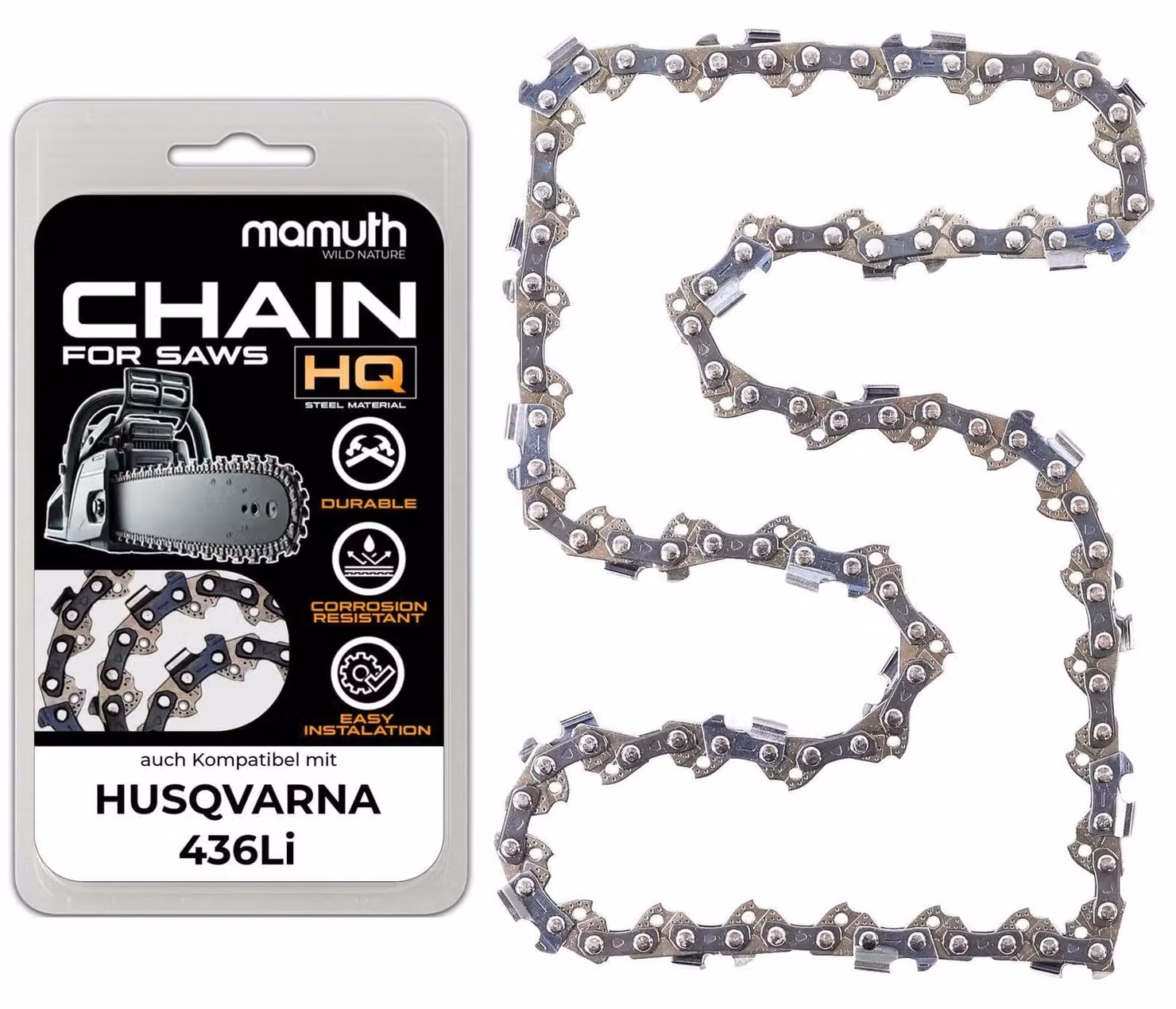Catena per motosega, lunghezza 30 cm, spessore 1,1 mm, passo 3/8", modello 45 TG, compatibile con HUSQVARNA 436Li