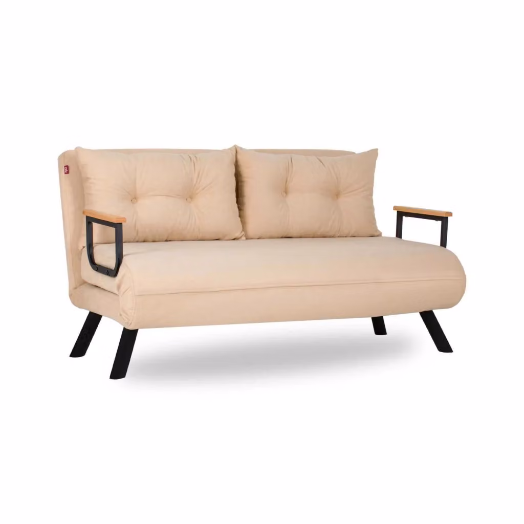 Divano Letto 2 Posti Calvin con Contenitore Click Clack, Bianco Crema, L: 133 cm, P: 78 cm – 2