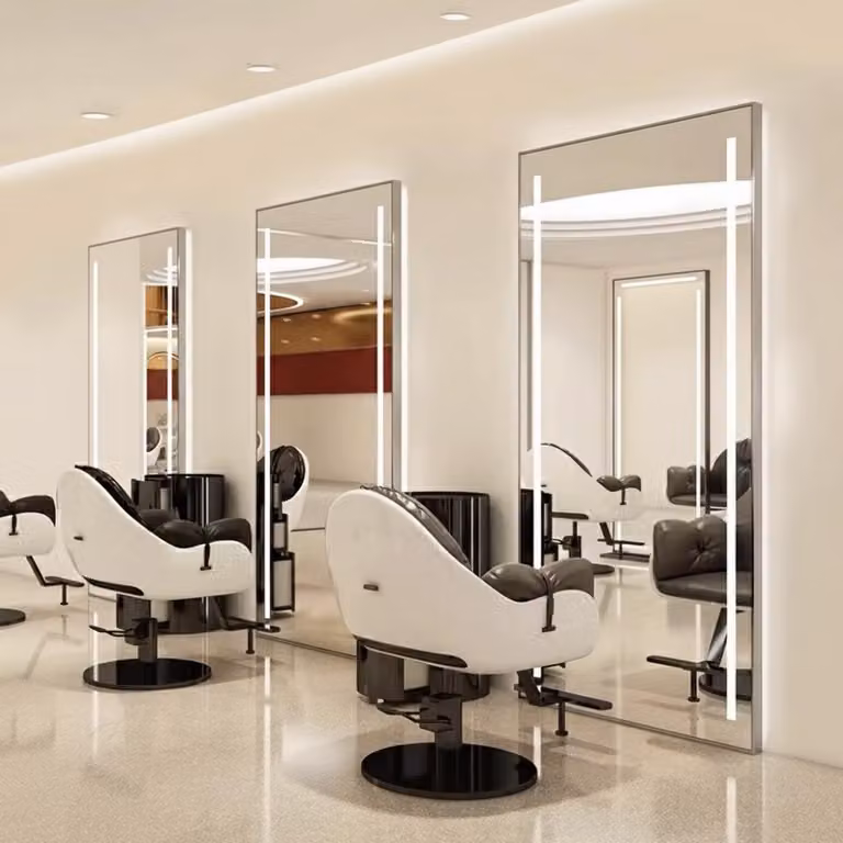 Specchiera Professionale LED 200x80 PRO Argento per Salone Parrucchiere, Barbiere, Estetista