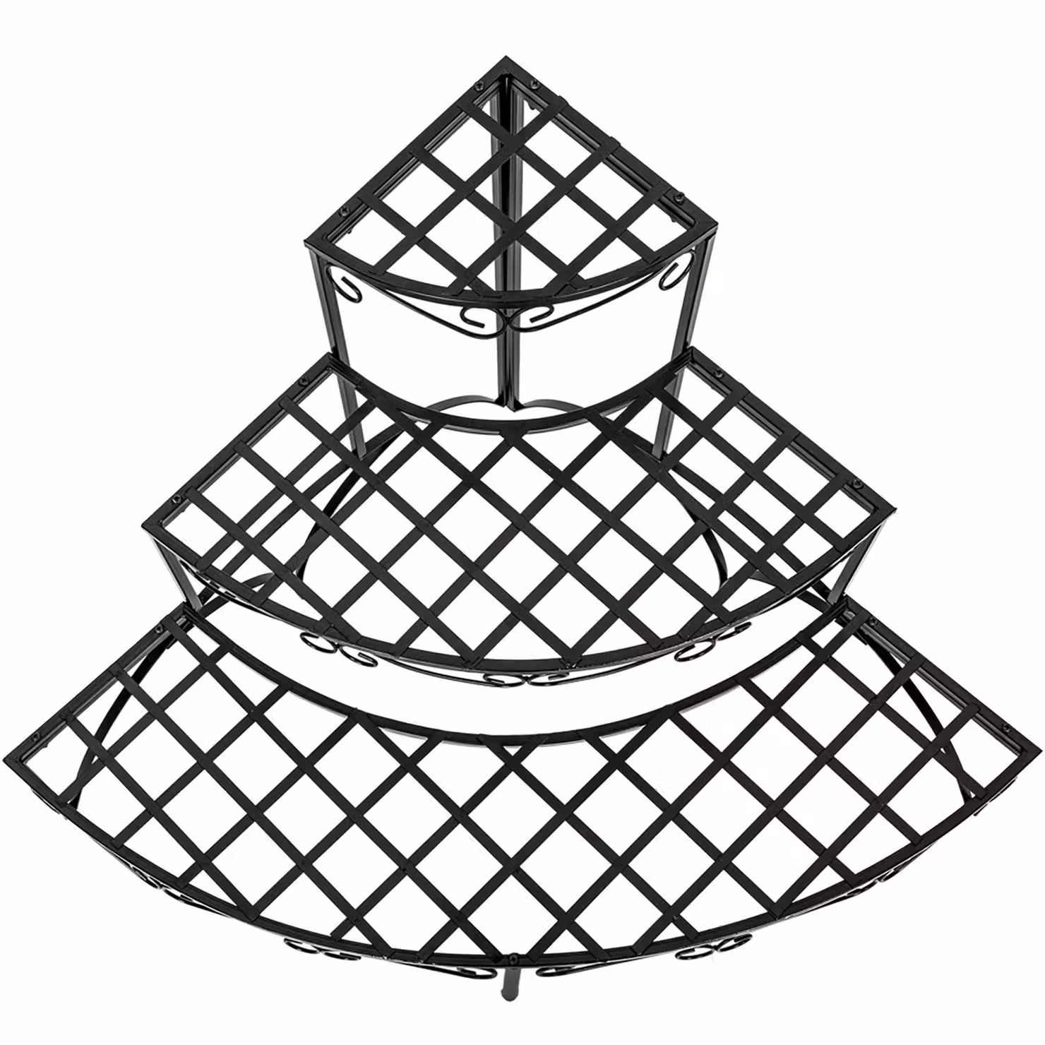 Scaffale per piante rotondo a 3 piani TecTake GmbH in metallo nero opaco, L/P/H: 60 x 60 x 60 cm – 4