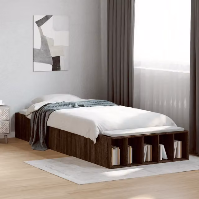Letto singolo con contenitore vidaXL in legno rovere marrone L/P/H: 225.5 x 90 x 30 cm – 1