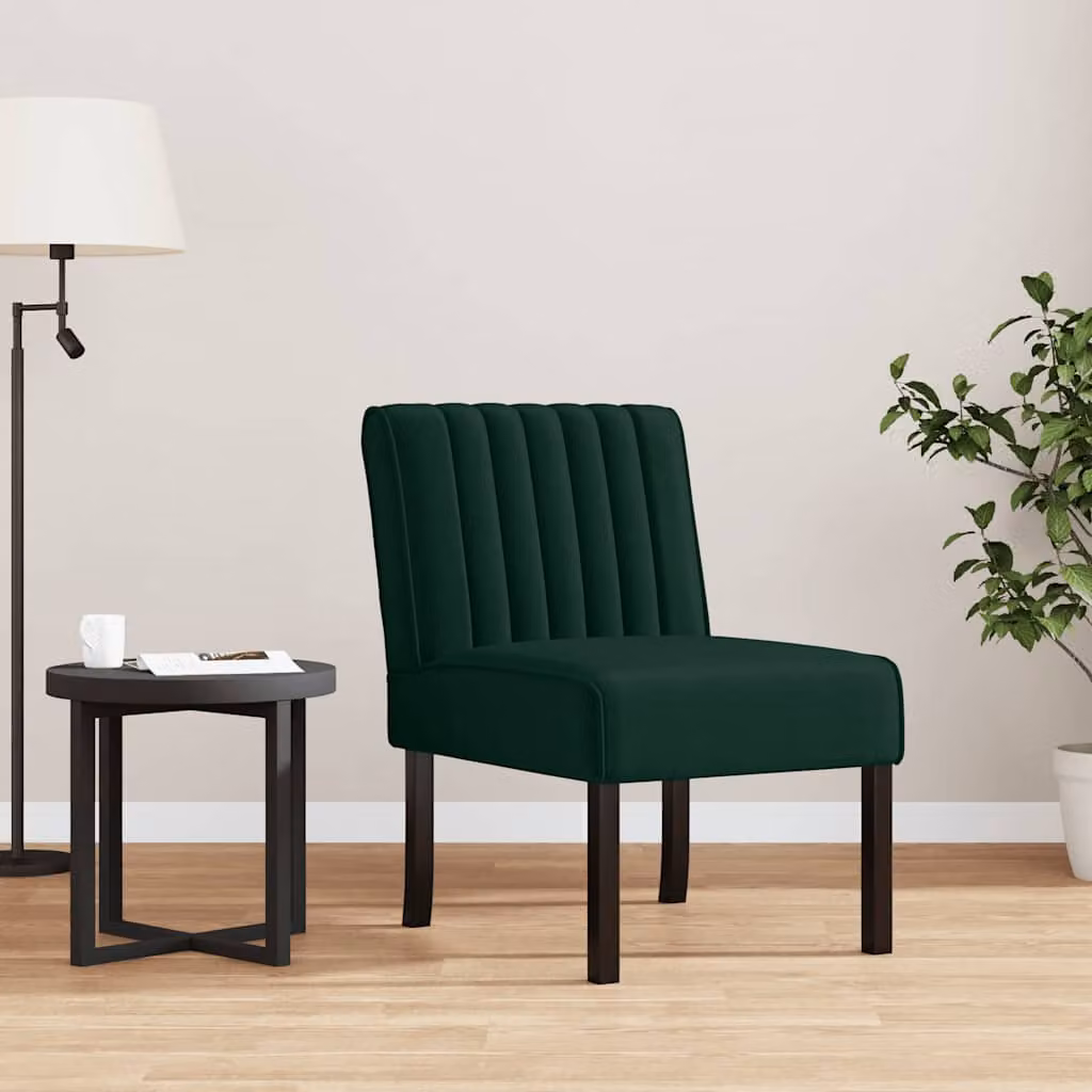 Sedia Lounge moderna vidaXL in velluto verde con struttura imbottita e base in legno