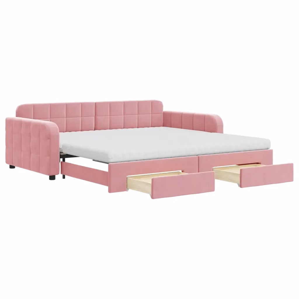 Divano Letto Moderno vidaXL in Velluto Rosa per Soggiorno e Camera da Letto – 2