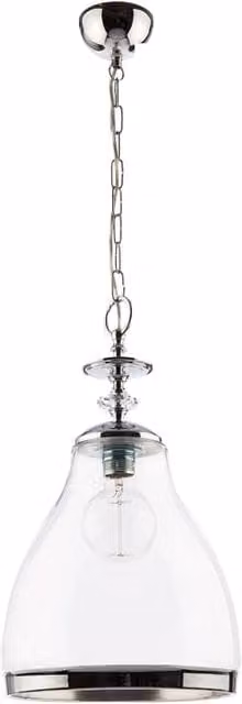 Lampada sospesa industriale ISLA Jupiter in metallo cromato e vetro trasparente con attacco E27
