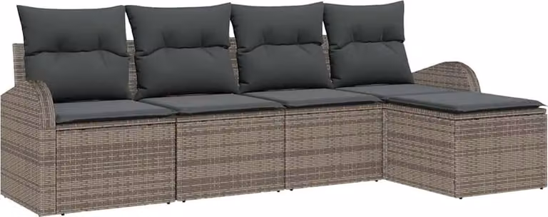 Set di divani con cuscino 5 pcs Grigio polyrattan