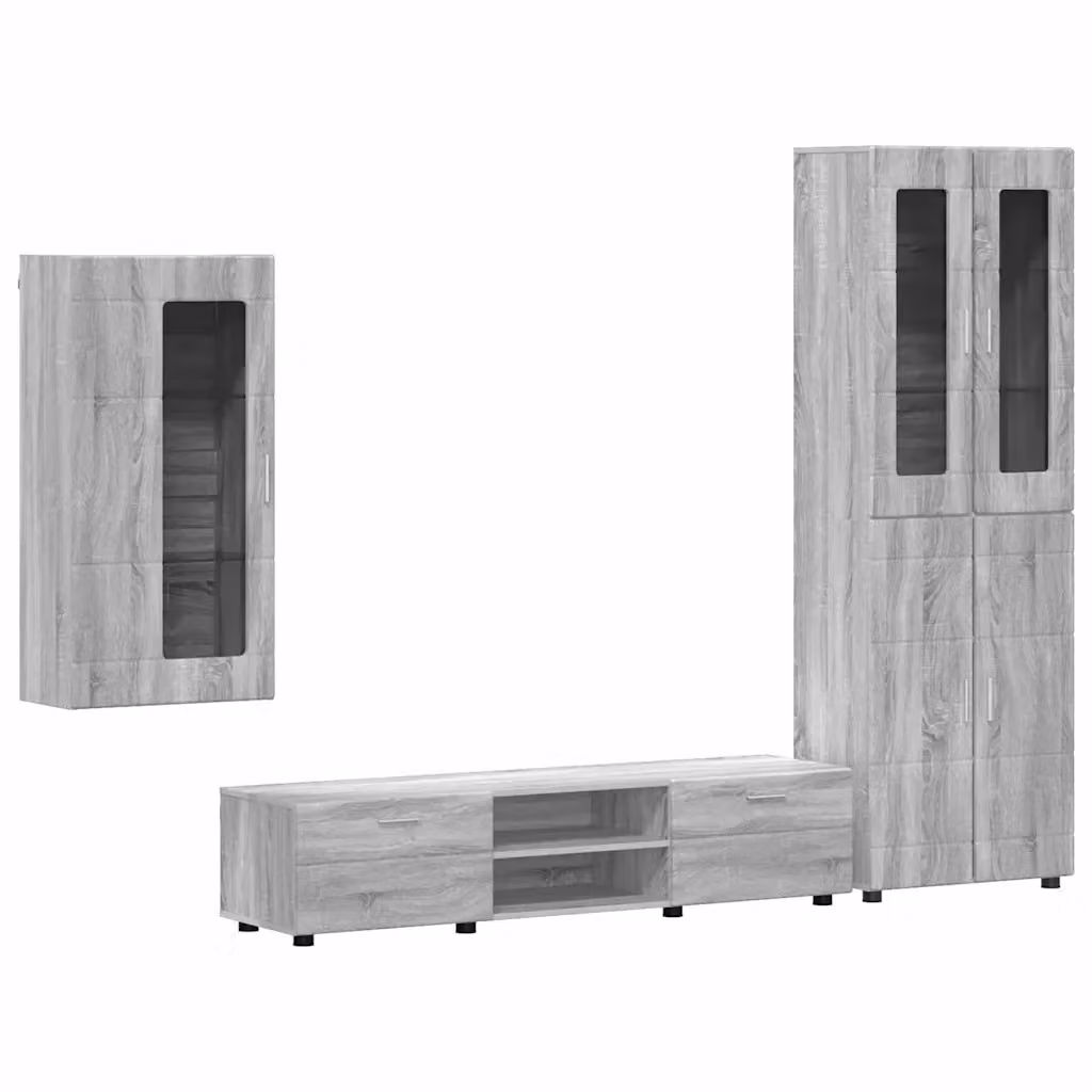 Set mobile TV moderno vidaXL FLORIN in 3 pezzi Grigio, L: 150 cm, P: 39 cm, H: 30 cm – 2