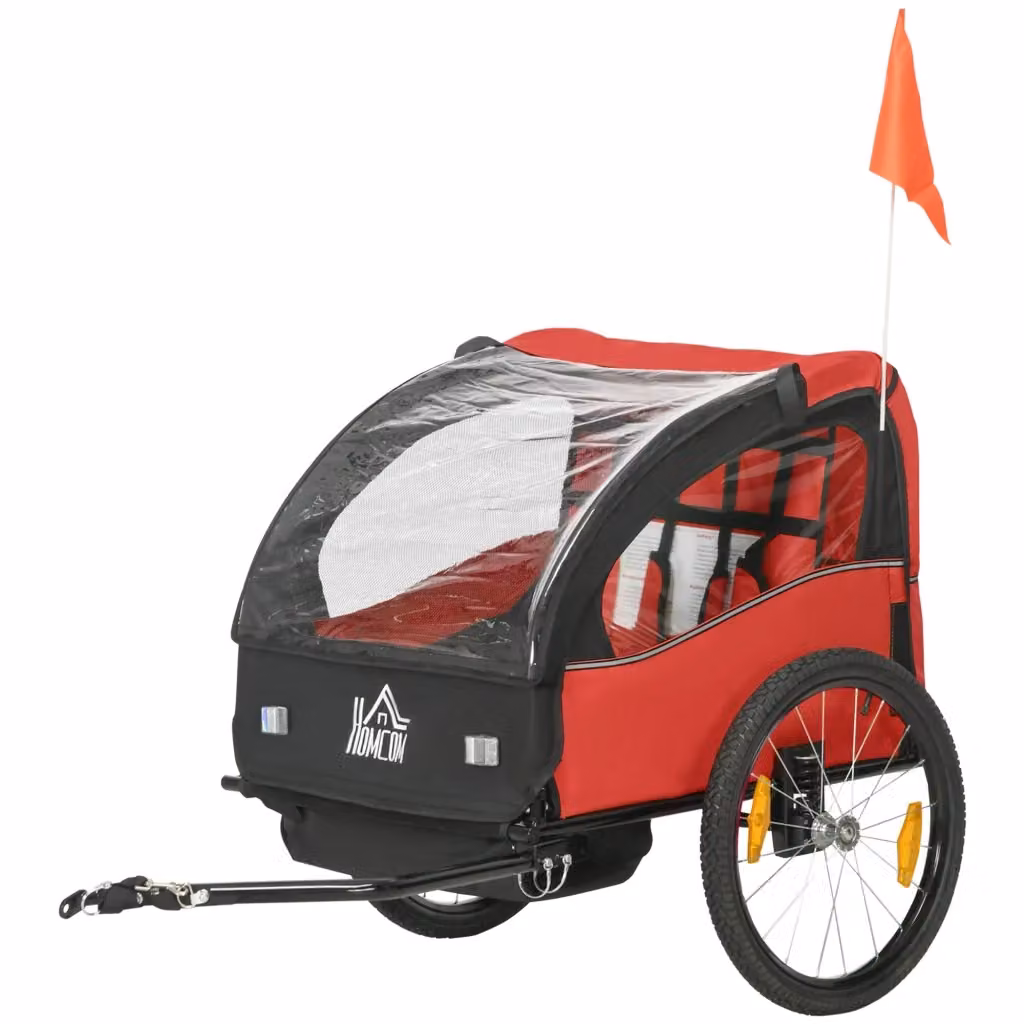 Carrello Bicicletta per Bambini Minimal Rosso con Cinture di Sicurezza e Sospensioni L: 140 cm, P: 88 cm, H: 90 cm – 2