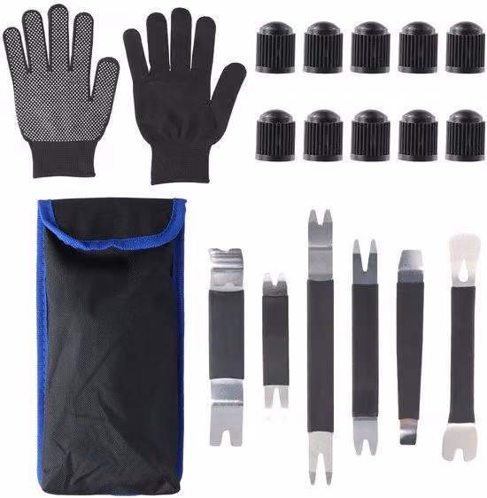 Set di 17 utensili per la rimozione automatica, set per la rimozione di rivestimenti interni in metallo, utensili per rivestimenti delle portiere, utensili per rivestimenti auto, utensili per la rimozione di parti metalliche
