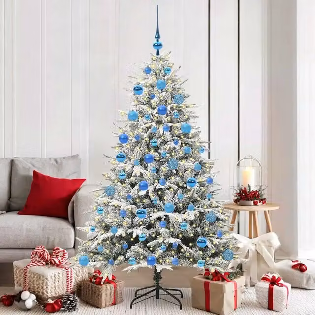 Albero di Natale Artificiale Pre-illuminato con LED Warm White e Set di Palline Verde vidaXL