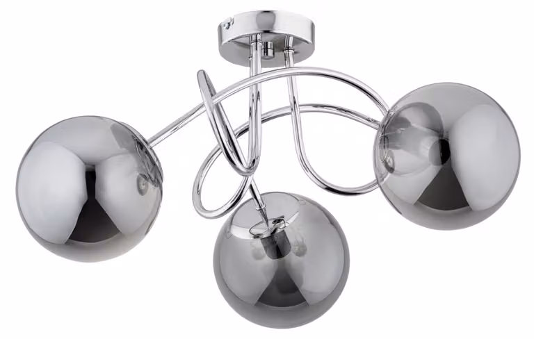Lampada da soffitto BANKO cromata fumé 3xE14x10W vetro, dimensioni: 25,5x50x50 cm IP20 Alfa