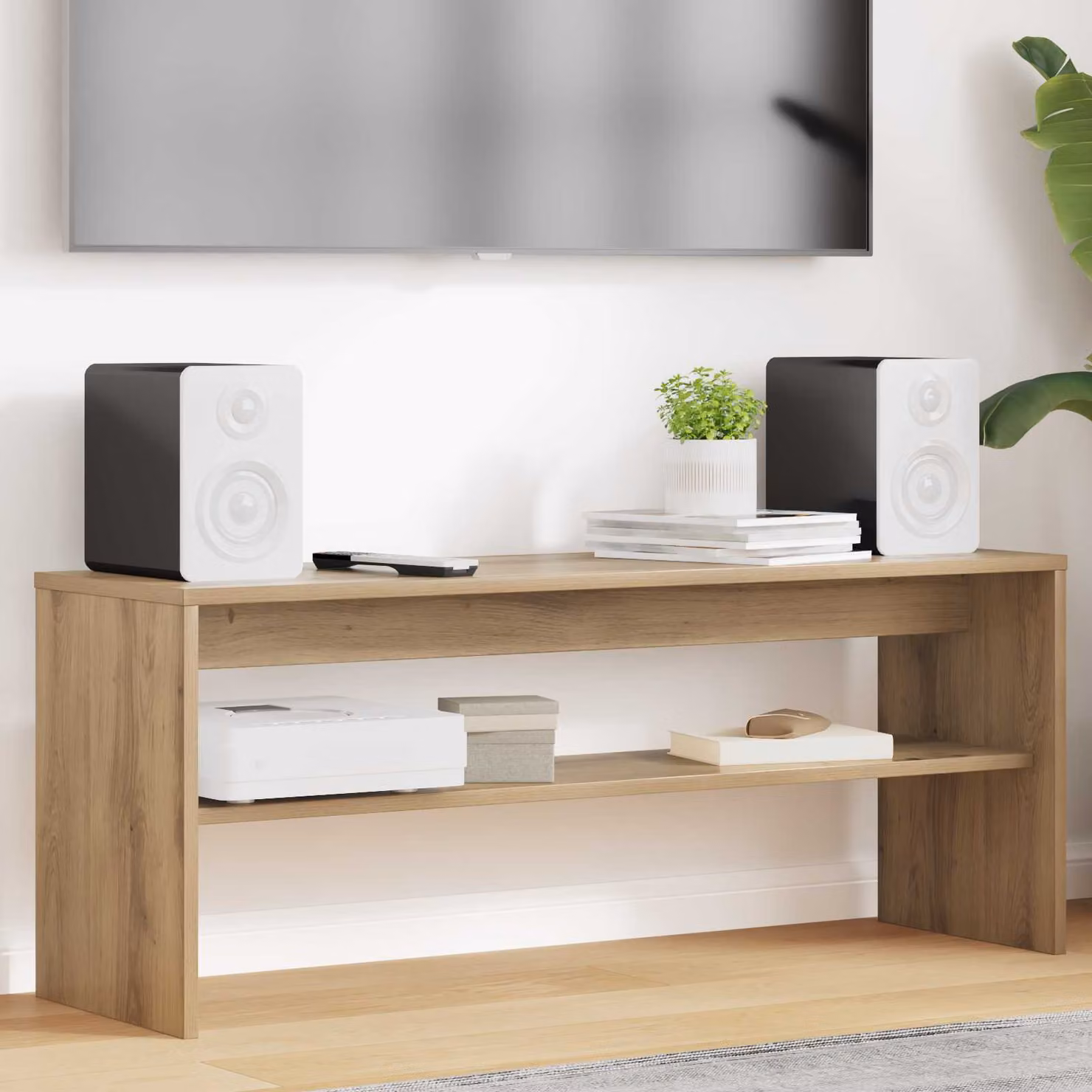 Mobile TV moderno vidaXL in legno Rovere artigianale, colore marrone, L 100 x P 30 x H 40 cm