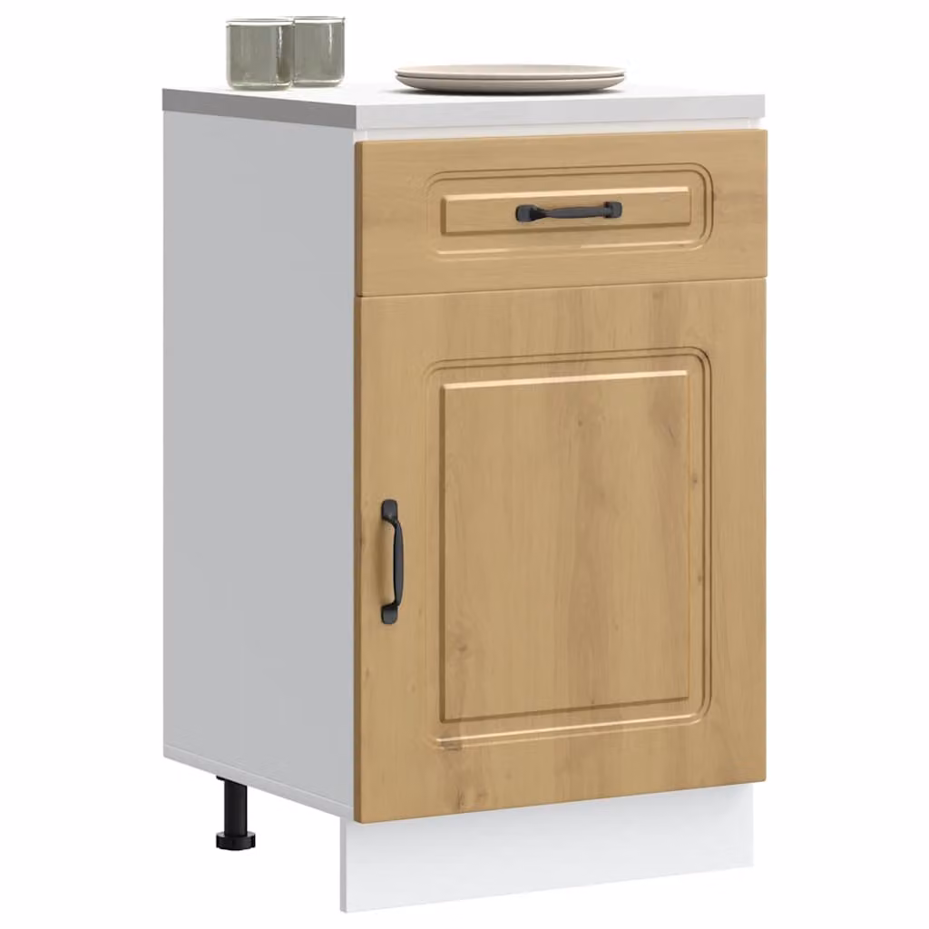 Base da cucina moderna vidaXL Kalmar in legno marrone e bianco L/P/H: 46 x 81,5 x 50 cm