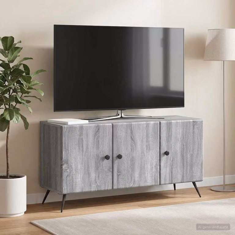 Mobile TV vidaXL moderno in legno ingegnerizzato grigio, L 99 cm x P 34,5 cm x H 50 cm