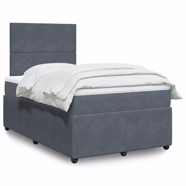 Letto Ibrido con Materasso in Velluto Grigio e Bianco vidaXL L/P: 120 x 200 cm
