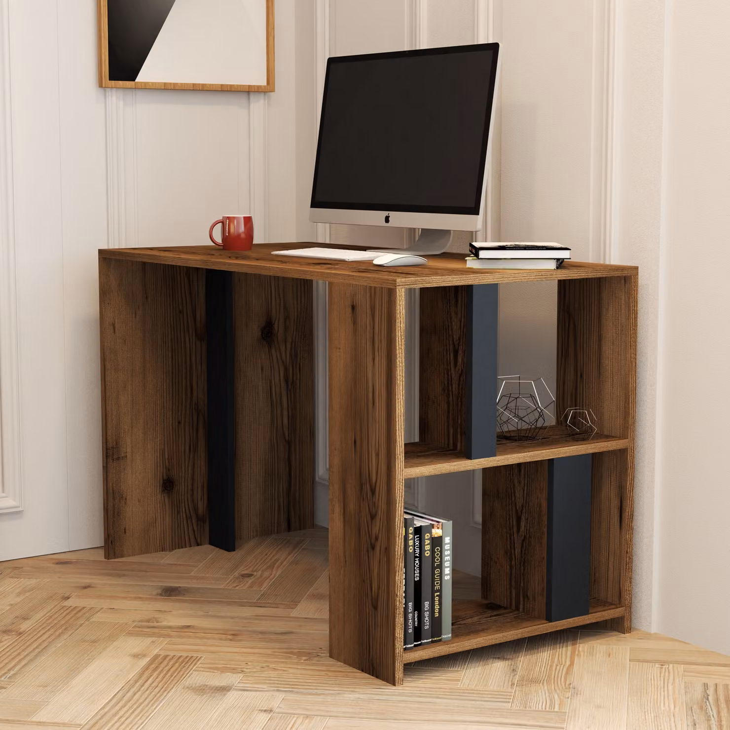 Skye Decor, Lima - Noce, Antracite, scrivania, noce, pannello in legno rivestito in melaminico al 100 %, 120 x 60 x 75,4 cm