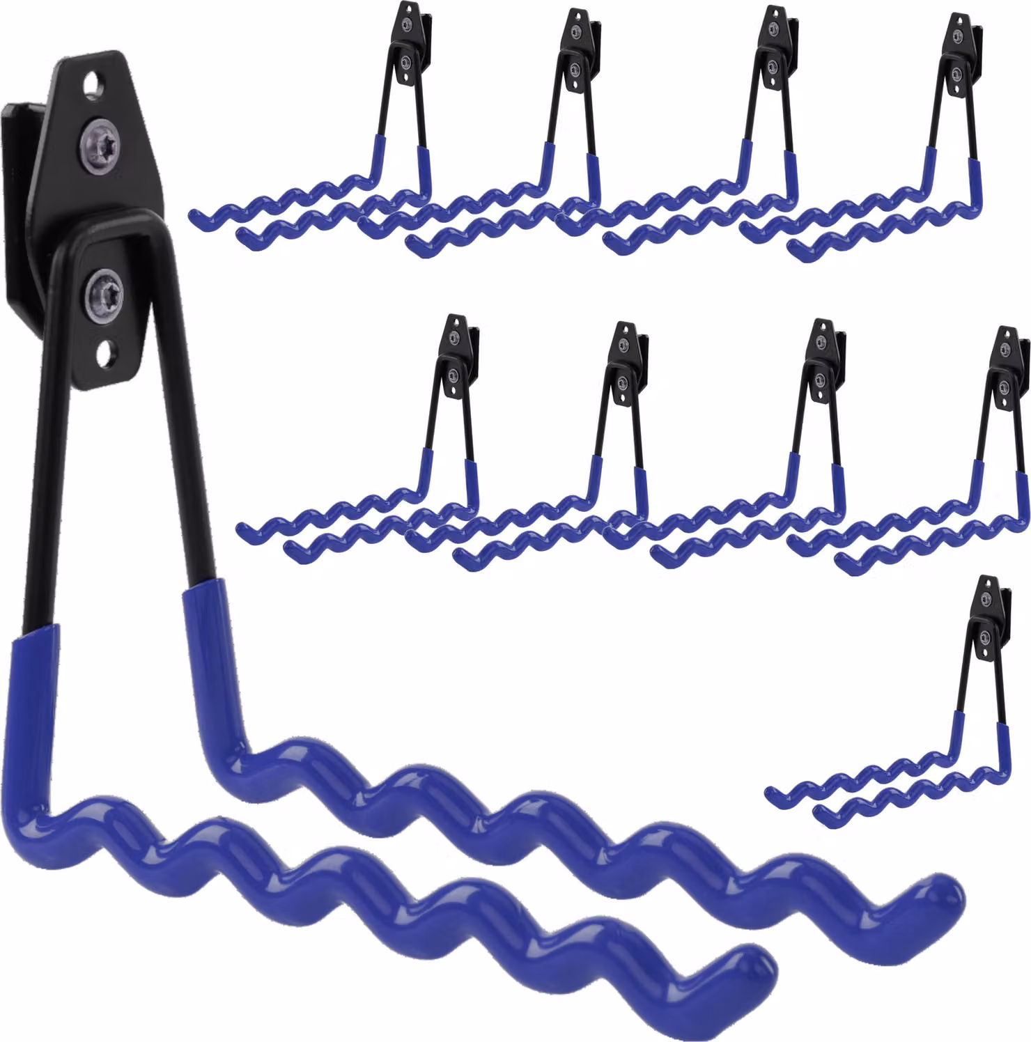 Set di 10 ganci portautensili BOTLE per sistema di valigette Qbrick per utensili, forma ondulata 19 cm, stabili con rivestimento in PVC, per garage, capanni, officine, ganci per seghe a mano e seghe da giardino, ganci doppi, portata fino a 30 kg