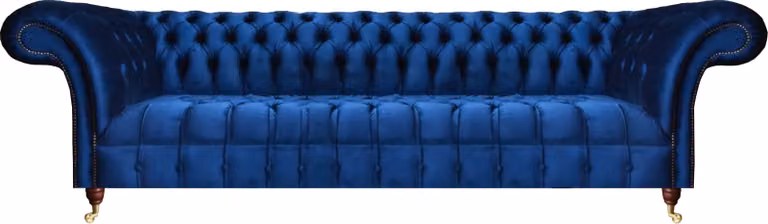 Luxus Blau Sofa Dreisitze Wohnzimmer Textil Polstermöbel Couch Chesterfield