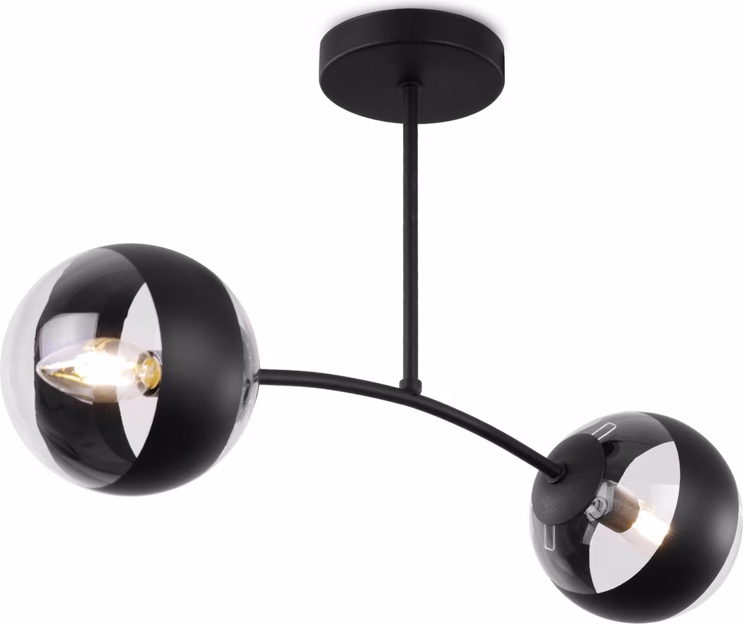 Lampada da soffitto Toledo nera a 2 luci con paralumi neri E14