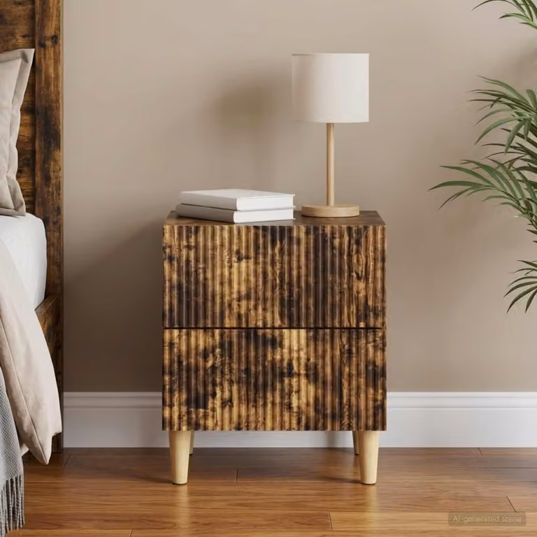 Armadio da Notte vidaXL in Rovere Fumo, Design Moderno, L: 43 cm, P: 34,5 cm, H: 48 cm