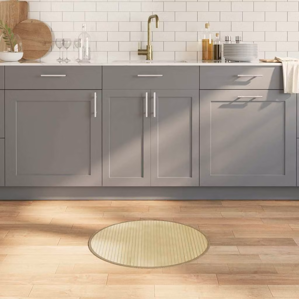 Tappeto rotondo moderno vidaXL in bambù e polipropilene, colore beige, Diametro: 60 cm